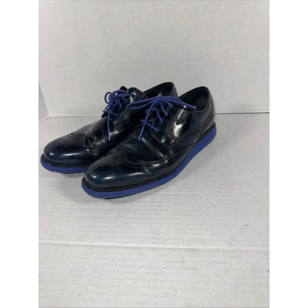 Rockport Men's Total Motion‎ Sport Wing Tip Dress Shoes 11.5M Black Blue Soles
